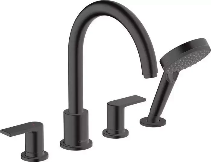 Смеситель на борт ванны Hansgrohe Vernis Shape с механизмом, черный матовый (71459670, 13244180)