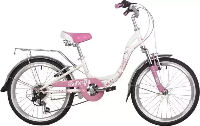 Велосипед NOVATRACK 20" BUTTERFLY белый/розовый