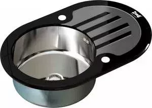 Мойка кухонная ZorG inox-glass 780x510 овал (gl-7851-OV-black)