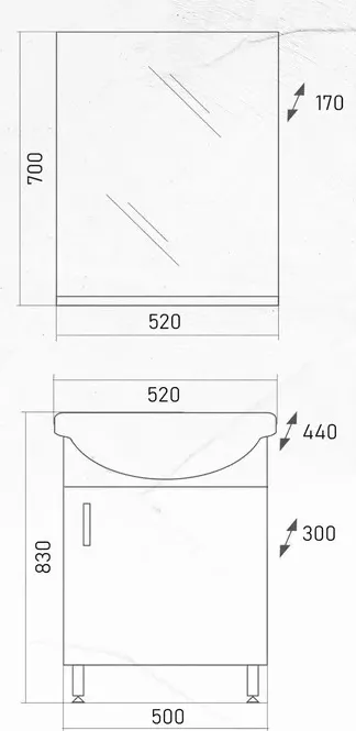 Фото №2 Мебель для ванной GROSSMAN комнаты ЭКО-52, 50 белая/коричневая (105206)