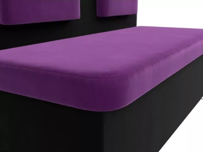 Фото №5 Кухонный прямой диван АртМебель Маккон 2-х местный микровельвет фиолетовый/черный