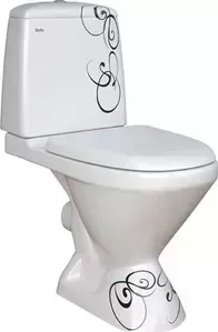 Унитаз компакт Della Glance Super Plus 45 Джаз черный с крышкой сиденьем микролифт (DE81104501410)