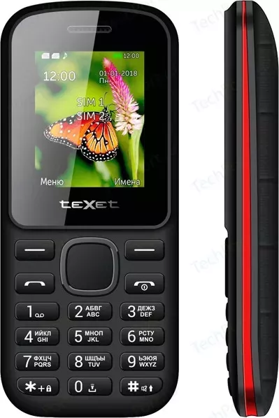 Фото №4 Мобильный телефон TeXet TM-130 черный-красный