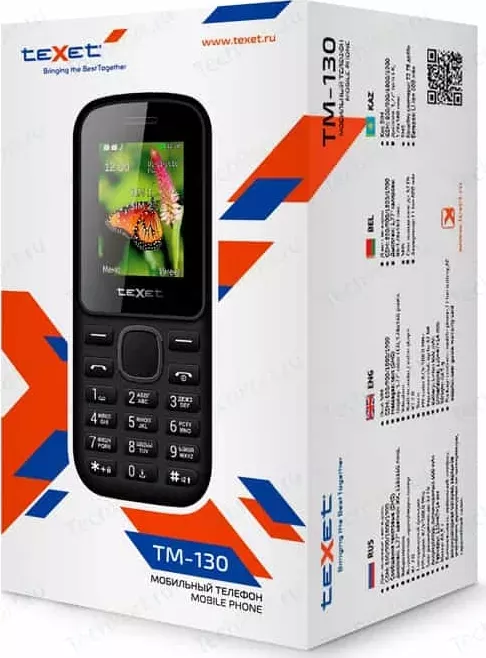 Фото №6 Мобильный телефон TeXet TM-130 черный-красный