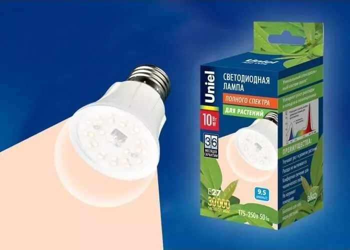 Фото №0 Светодиодная лампа для растений UNIEL LED-A60-10W/SPFR/E27/CL PLP01WH