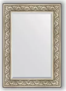 Зеркало Evoform с фацетом в багетной раме Exclusive 70x100 см, барокко серебро 106 мм (BY 3450)