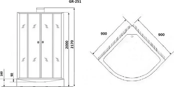 Душевая кабина GROSSMAN 90x90x205 (GR251)
