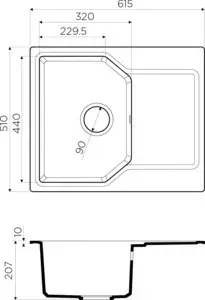 Мойка кухонная OMOIKIRI Yonaka 61-MA, 615х510, марципан (4993633)