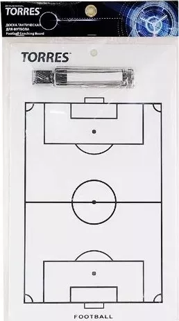 Фото №1 Тактическая доска TORRES для футбола арт. TR1002S, маркерная, с зажимом, в компл. маркер, белая