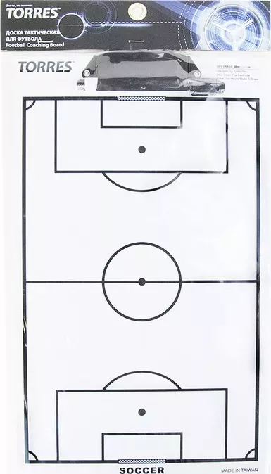 Фото №2 Тактическая доска TORRES для футбола арт. TR1002S, маркерная, с зажимом, в компл. маркер, белая