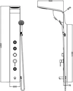 Душевая панель Gllon с изливом белый глянец (GL-SL2001LW-1-S)