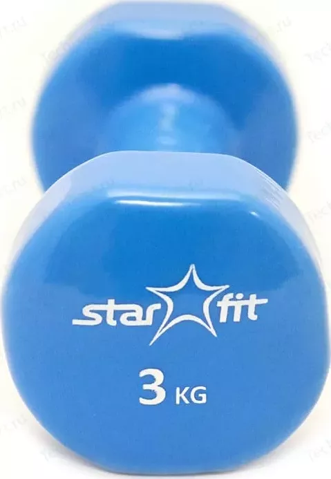 Фото №2 Гантель Starfit виниловая DB-101 3 кг, синяя (1 шт.)