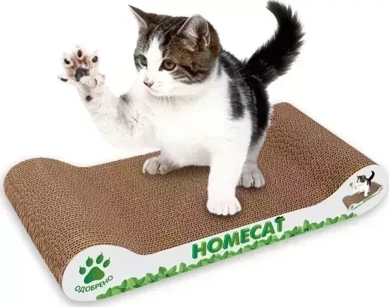 Когтеточка HomeCat Мятная волна из гофрокартона для кошек (45х30х10см)