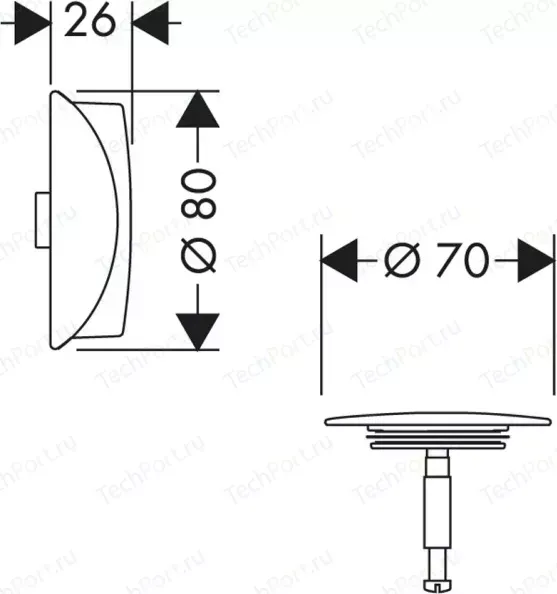 Слив-перелив для ванны Hansgrohe Наружная часть Flexaplus (58185000)