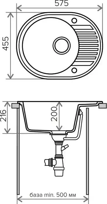 Мойка кухонная TOLERO R-122 №701 серый (765896)