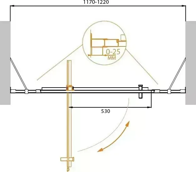 Душевая дверь CEZARES Molveno BA-12 120x190 прозрачная, хром (Molveno BA-12-BA-12-80+40-C-Cr-IV)