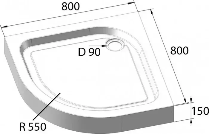 Душевой поддон BELBANGO 80х80 (TRAY-BB-R-80-550-15-W)