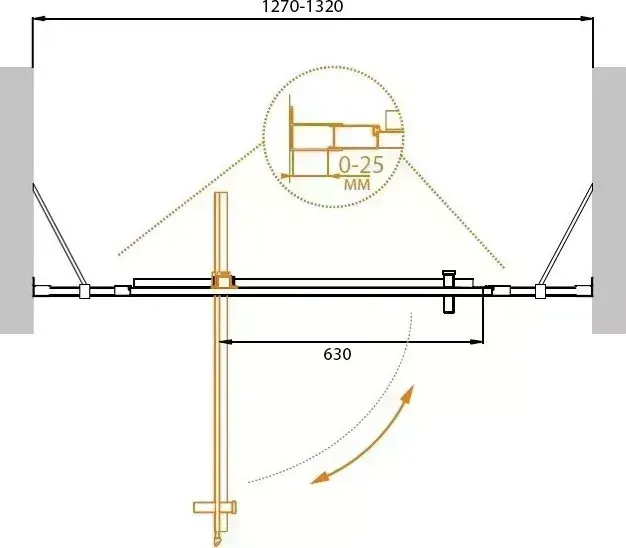 Душевая дверь CEZARES Molveno BA-12 130x190 прозрачная, хром (Molveno BA-12-BA-12-90+40-C-Cr-IV)