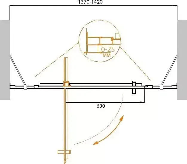Душевая дверь CEZARES Molveno BA-12 140x190 прозрачная, хром (Molveno BA-12-BA-12-90+50-C-Cr-IV)