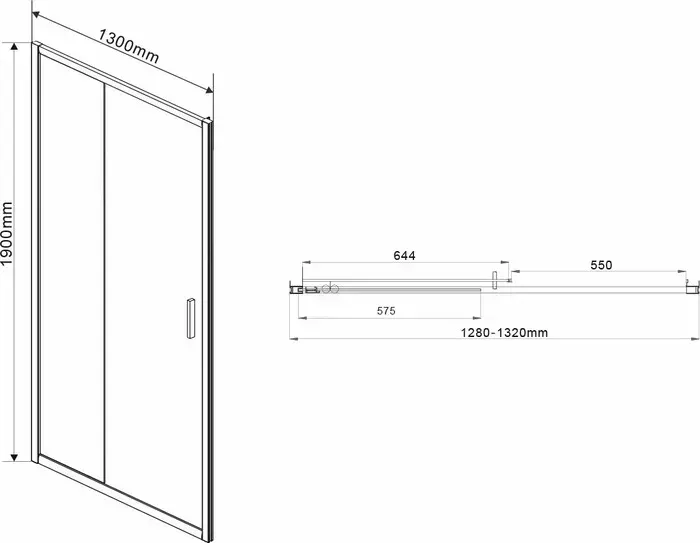Душевая дверь Vincea Garda VDS-1G 130x190 профиль черный, стекло прозрачное (VDS-1G130CLB)