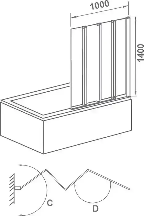 Шторка для ванны Good Door Screen GR4 100 прозрачная, хром (GR4-100-C-CH)