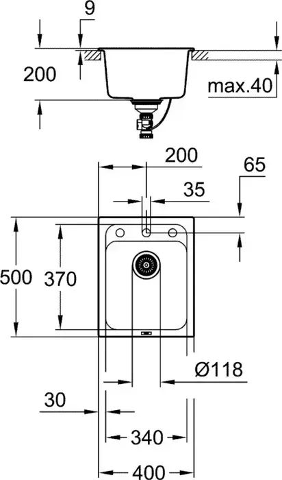 Мойка кухонная Grohe K700 черный гранит (31650AP0)