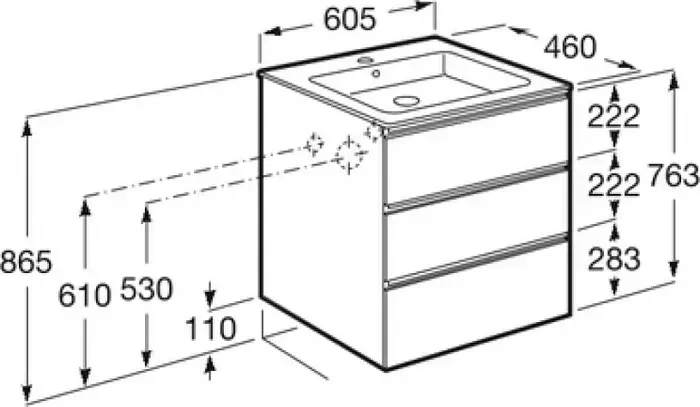 Тумба с раковиной ROCA с Gap 60 белая (857552806, 3279A8000)