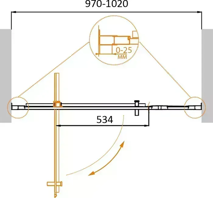 Душевая дверь CEZARES Molveno BA-11 100x190 прозрачная, хром (MOLVENO-BA-11-80+20-C-Cr-IV)