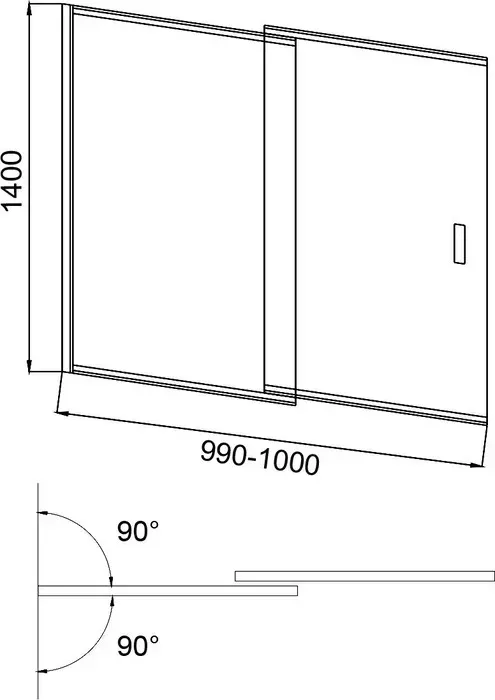 Шторка для ванны Good Door Screen SL 100х140 прозрачная, хром (SL-100-C-CH)