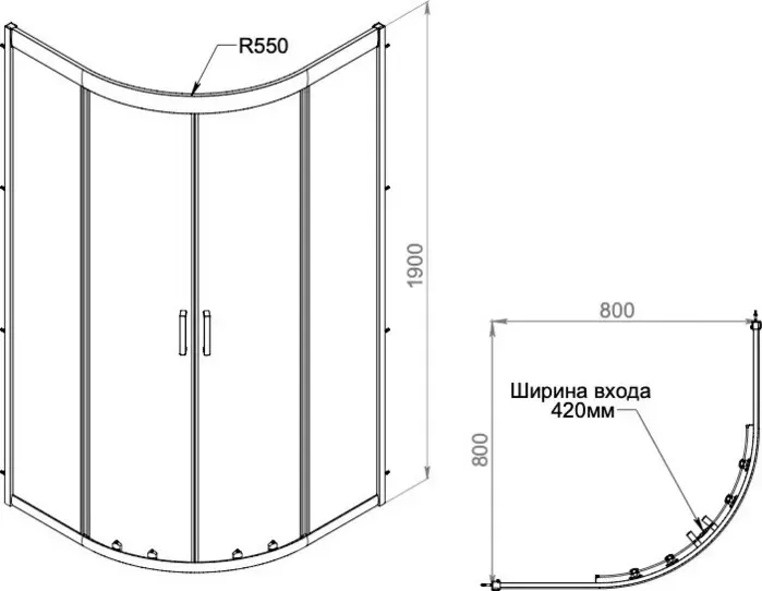 Душевой уголок Am.Pm Gem 80x80 с поддоном, прозрачный, матовое серебро