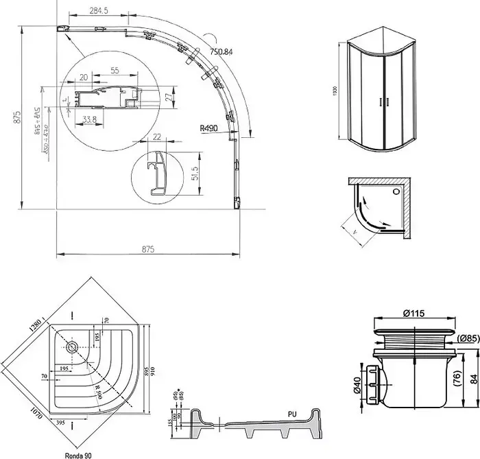 Душевой уголок RAVAK Blix 90x90 стекло прозрачное, хром, с поддоном и сифоном (70508014)