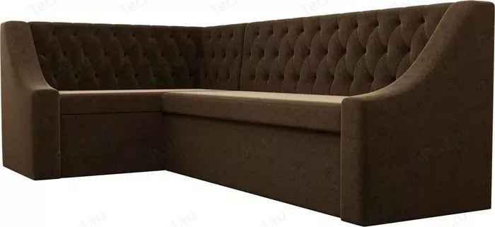 Фото №3 Кухонный угловой диван АртМебель Мерлин вельвет коричневый левый угол