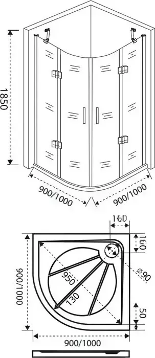 Душевой уголок Good Door Saturn R 90x90 прозрачный, хром (R-90-C-CH)
