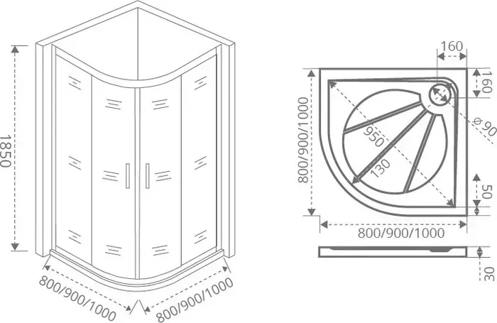 Душевой уголок Good Door Neo R 100x100 прозрачный, хром (R-100-C-CH)