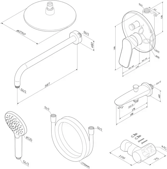 Душевая система Am.Pm X-Joy 250 со смесителем, хром (FB85A10010)