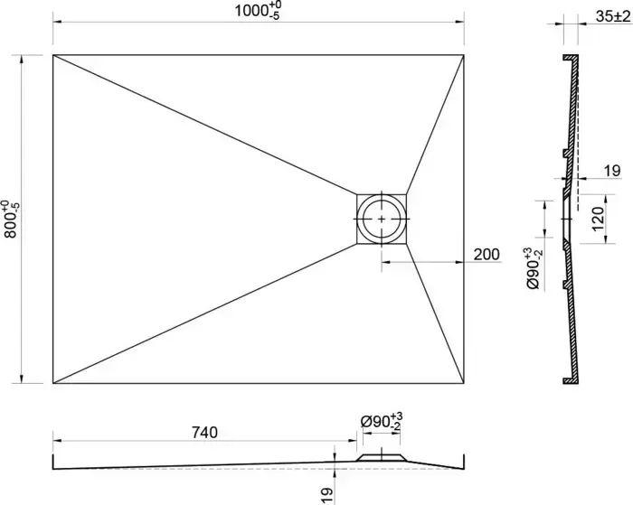 Душевой поддон Vincea VST 100x80 из искусственного камня, с сифоном, белый матовый (VST-2SR28010W, VSPH-2SR2W)