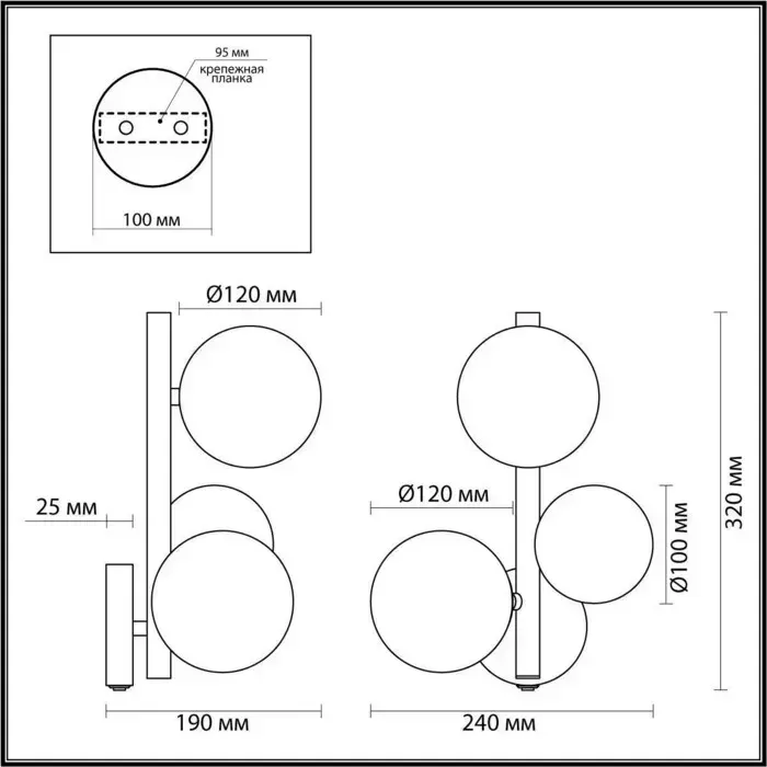 Бра ODEON LIGHT Tovi 4818/3W