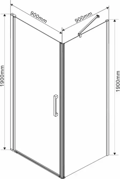 Боковая стенка Vincea Orta 90х190 профиль черный, стекло прозрачное (VSG-1O900CLB)