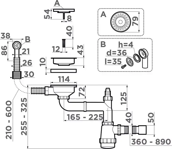 Сифон для кухонной мойки OMOIKIRI WK-1-CL-R AB античная латунь (4956615)