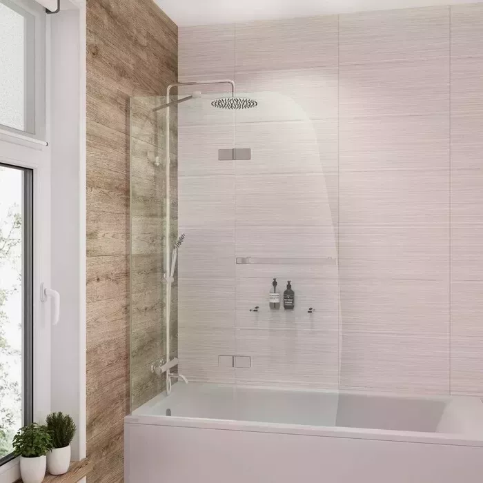 Шторка для ванны GROSSMAN 90x150 алюминиевый профиль, стекло прозрачное (GR-102)