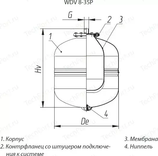 Мембранный бак WESTER для системы ГВС и гелиосистем Premium WDV 8 нержавейка, WDV 8P (0-14-0350)