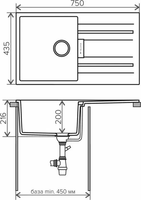 Мойка кухонная TOLERO TL-750 №701 серый (473721)