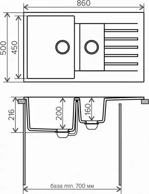 Мойка кухонная TOLERO R-118 №923 белый (473479)