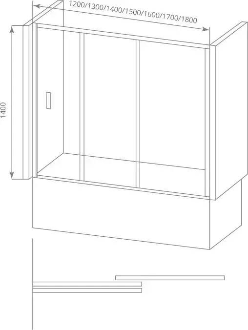 Шторка для ванны Good Door Screen WTW 120х140 прозрачная, хром (WTW-120-C-CH)