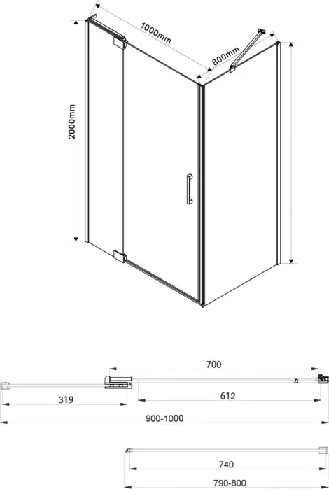 Душевой уголок Vincea Extra VSR-1E 90-100x80x200 прозрачный, хром (VSR-1E901080CL)
