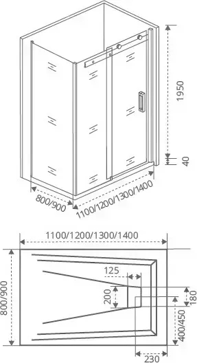 Душевой уголок Good Door Galaxy WTW+SP 120x90 прозрачный, черный