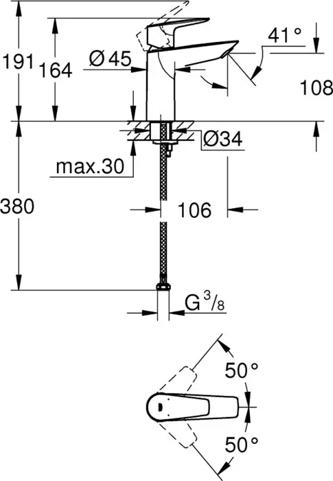 Смеситель для раковины Grohe BauEdge хром (23904001)