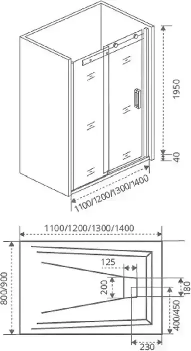 Душевая дверь Good Door Galaxy WTW 130х195 прозрачная, черный (WTW-130-C-B)