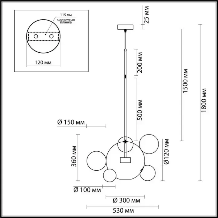Светильник ODEON LIGHT Подвесной светодиодный Bubbles 4802/12LB