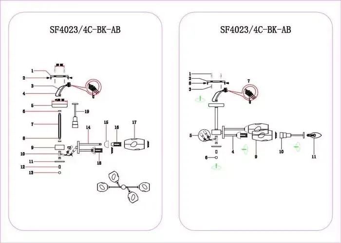 Люстра Seven Fires Потолочная Tiene SF4023/4C-BK-AB